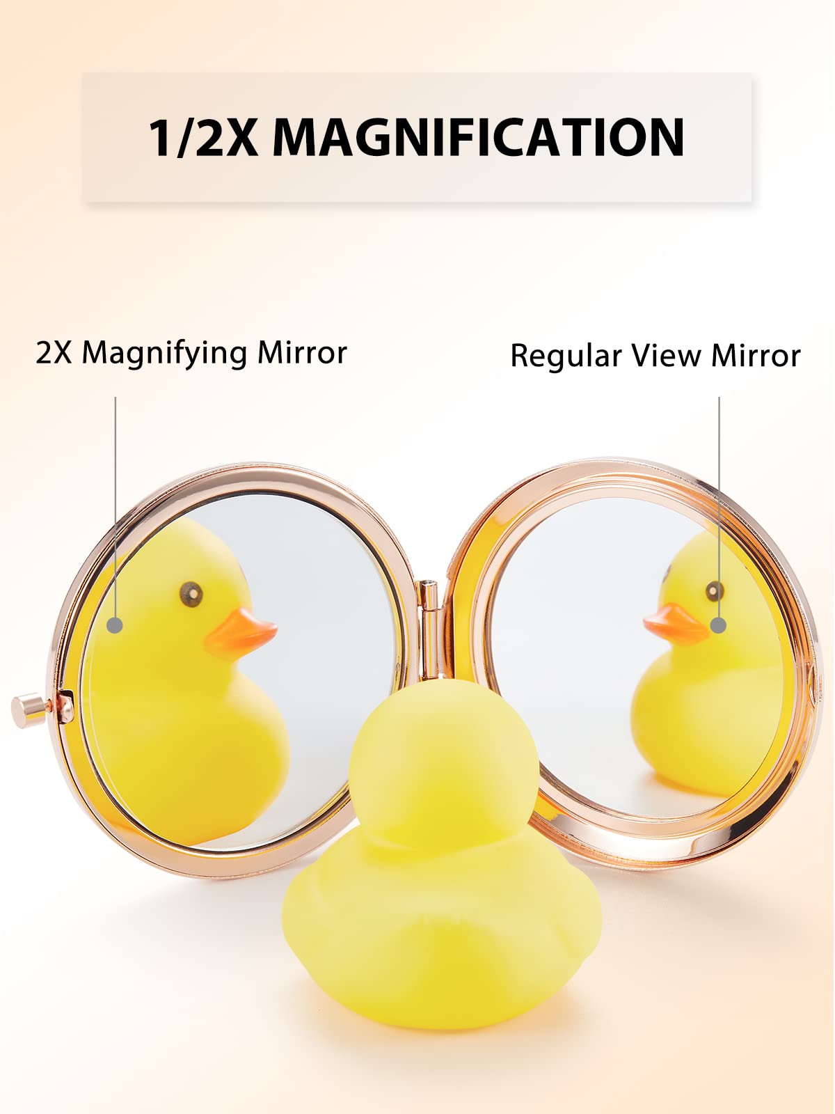 Getinbulk Compact Mirror for Purse, Double-Sided 1X/2X Magnifying Metal Pocket Makeup Mirrors(Round, Rose Gold) Beauty and Personal Care Getinbulk