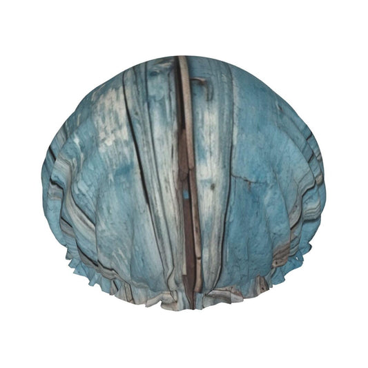 Vintage Blue Wood Shower Cap for Women Men Large Reusable Shower Bonnet Double-Layer Waterproof Bath Caps Elastic Band Hair Hat for All Hairstyles Beauty and Personal Care BWLHJKE