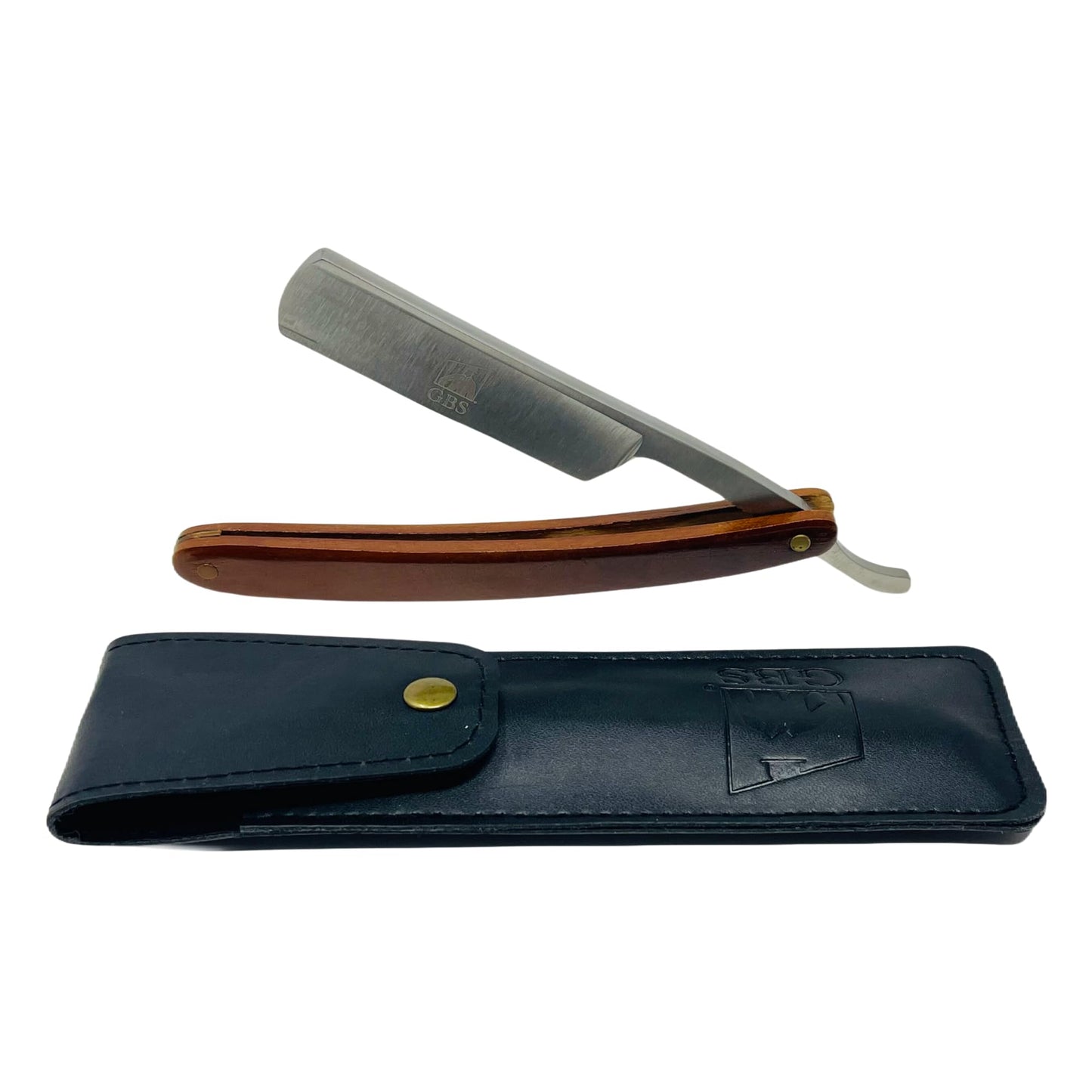 G.B.S Wooden Handle Straight Edge Stainless Steel Barber Shaving Straight Razor, Handmade, Extra Sharp With Leather Razor Travel Case Beauty and Personal Care G.B.S