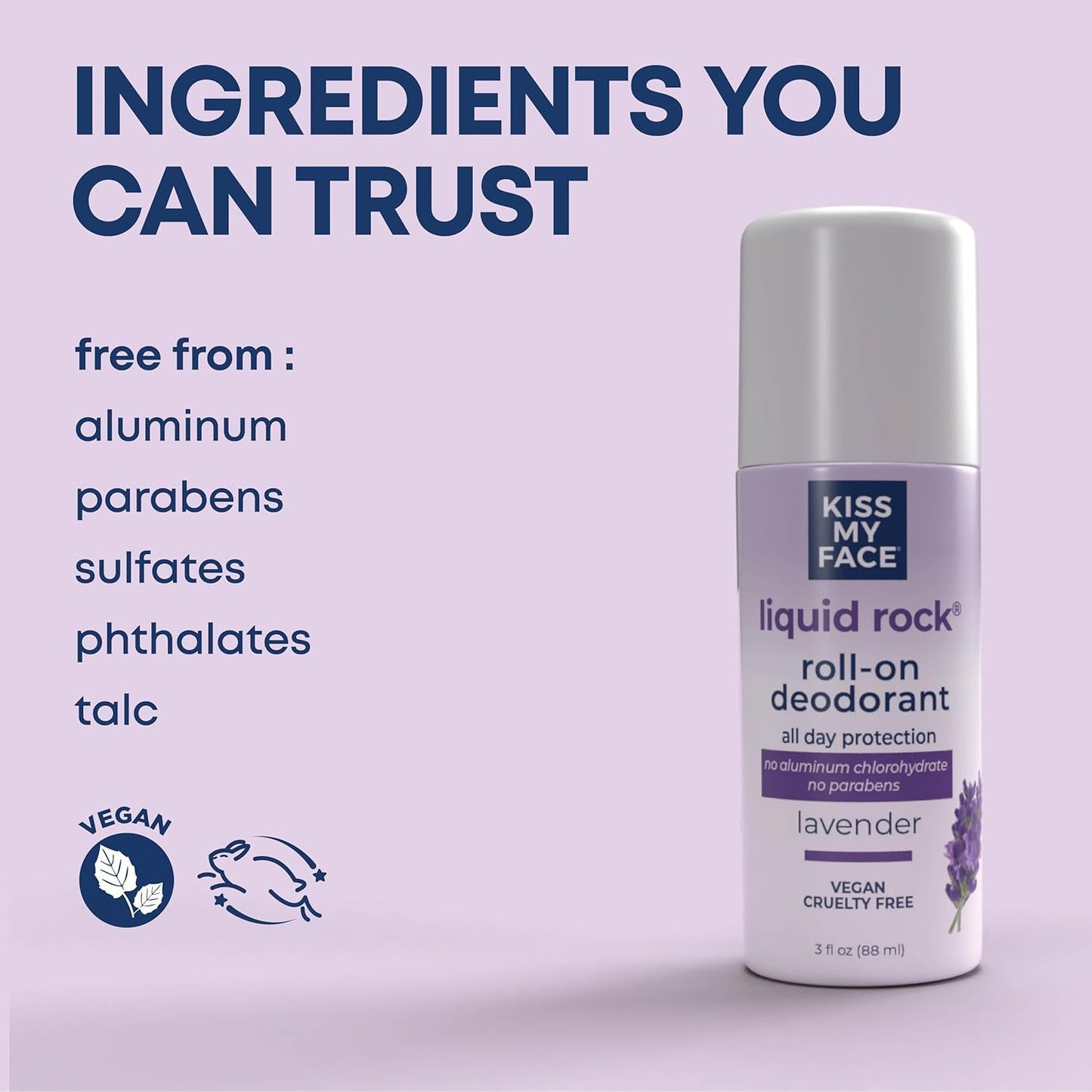 Kiss My Face Liquid Rock Deodorant Roll-On, Lavender 3 oz (Pack of 3) Beauty and Personal Care Kiss My Face