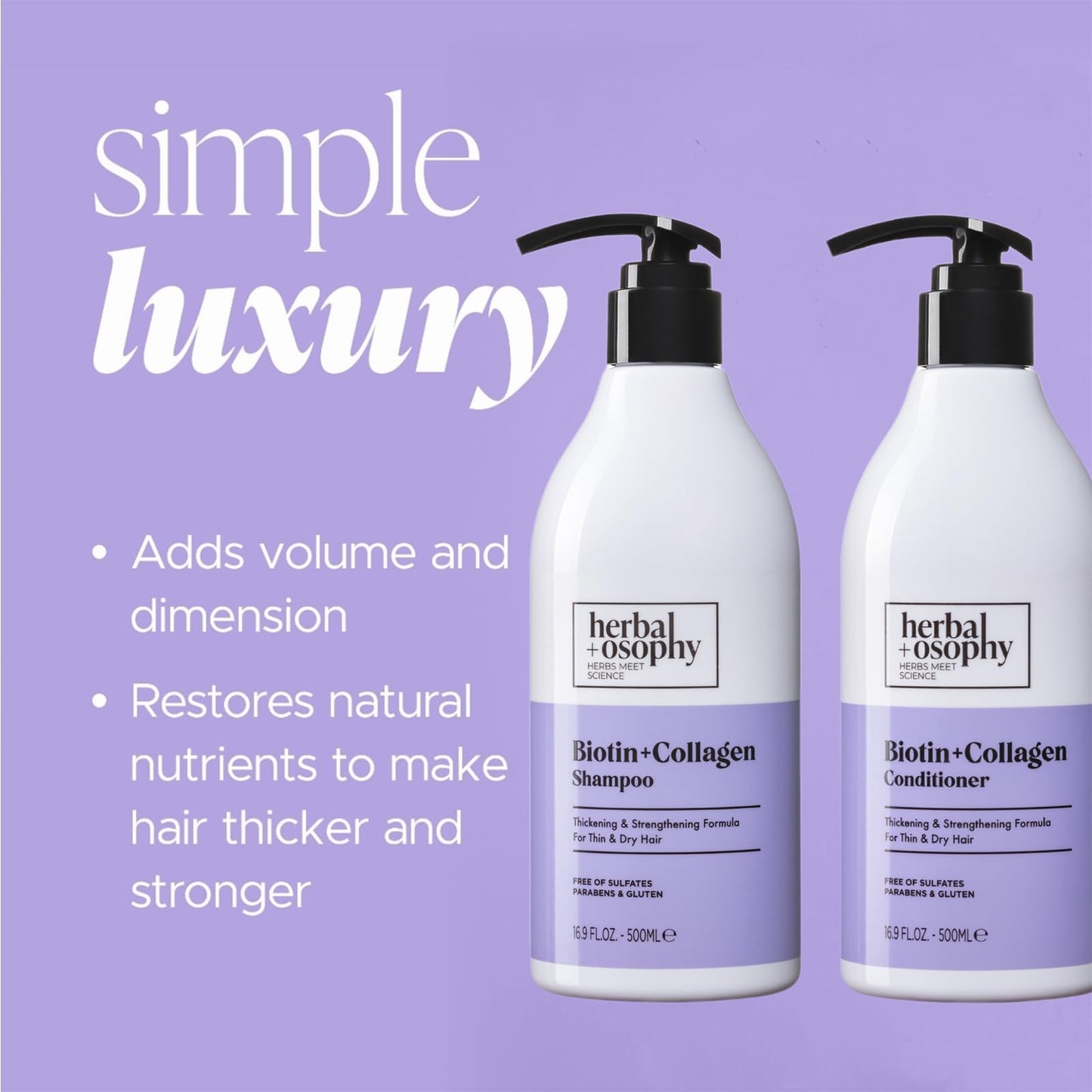 Biotin with Argan Oil & Vitamin B7 Shampoo & Conditioner Set, Gluten-free, Sulfate-free, Paraben-free Beauty & Personal Care Herbalosophy