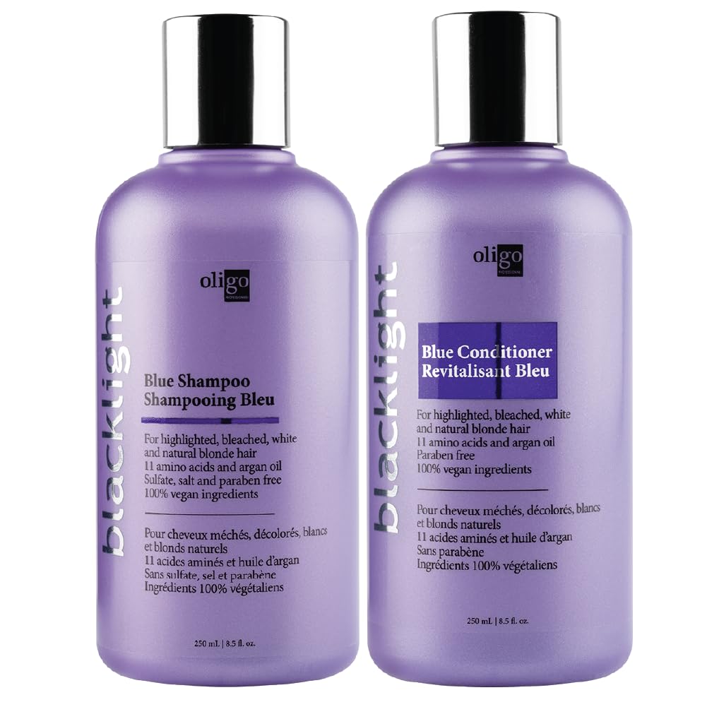 Oligo Professionnel - Blacklight Blue Shampoo & Conditioner for blondes - Sulfate-Free - Vegan - Eliminate brassy tones - Refresh Faded Highlights Beauty & Personal Care Oligo Professionnel