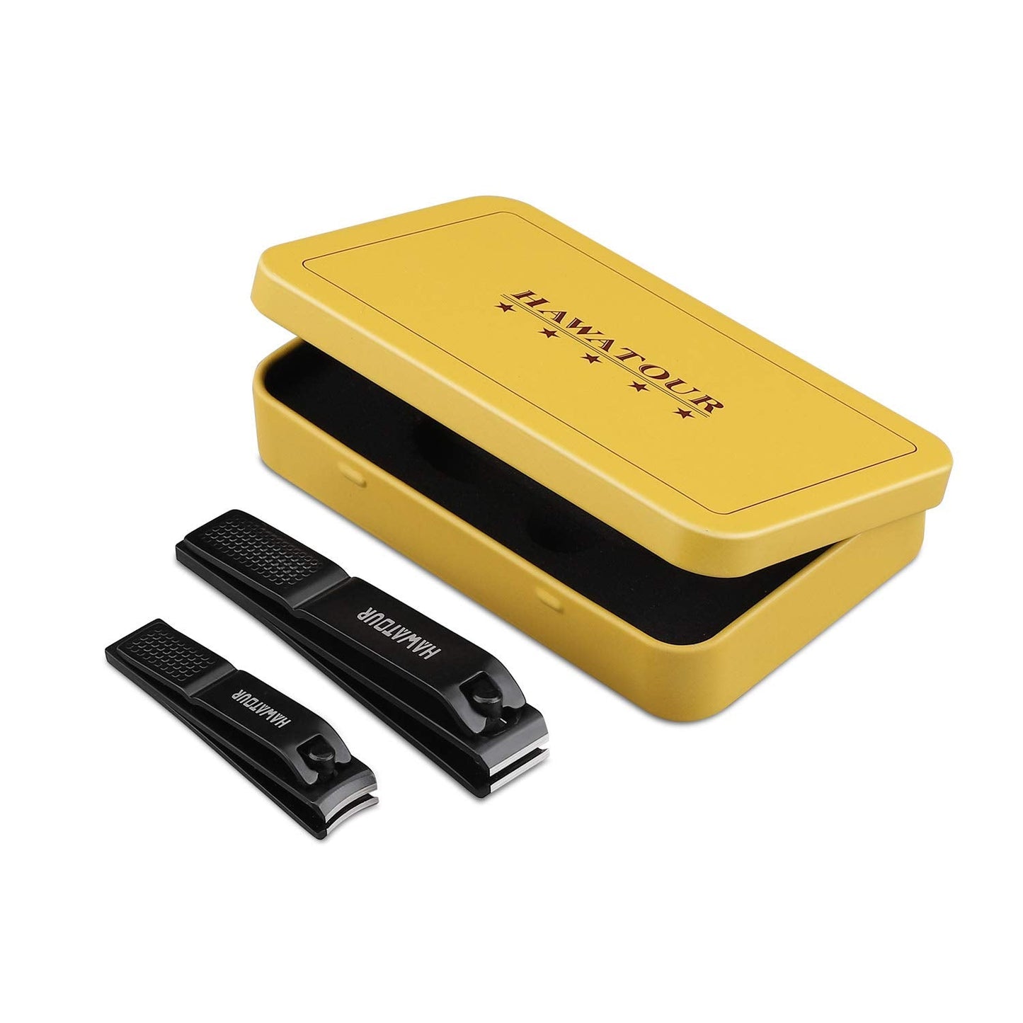 HAWATOUR Nail Clippers Set, Ultra Sharp Sturdy Fingernail and Toenail Clipper Cutters with Visibly Tin Case, Black Beauty & Personal Care HAWATOUR