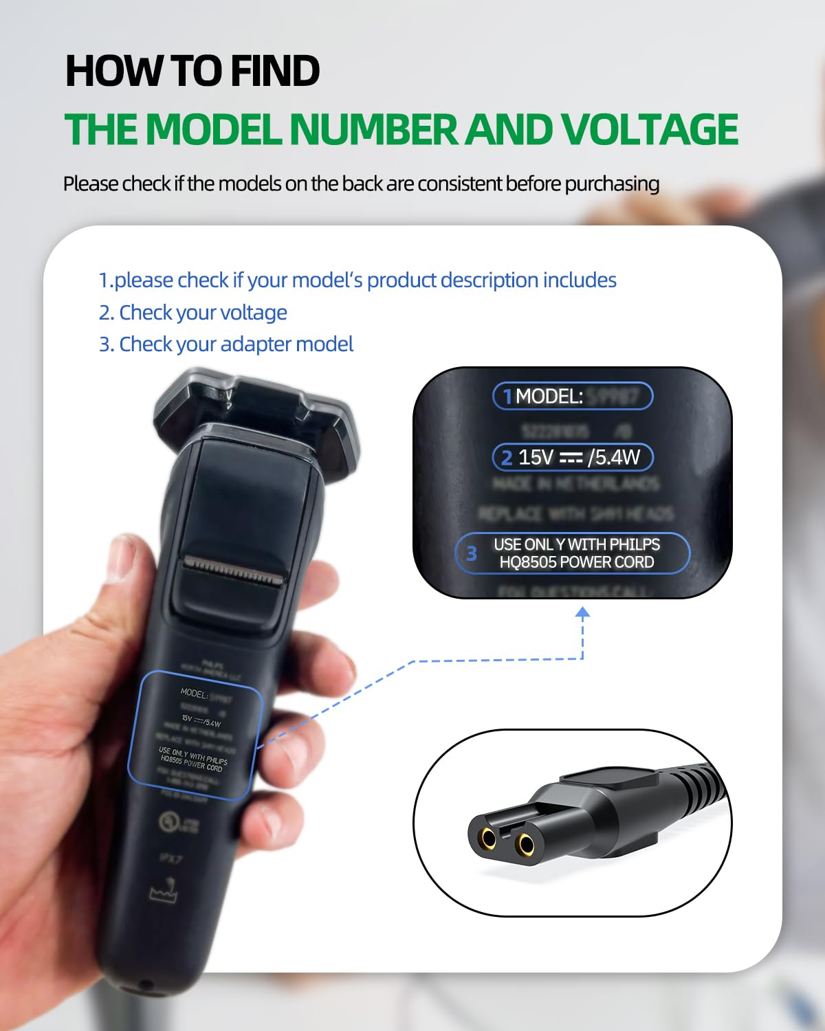 15V Charger Cord Fit for Philips Norelco HQ8505 Select Series 3000 5000 6000 7000 9000, Multigroom MG5750 MG7750 MG7770 MG7790, BG7040 BG7030 BG5025 Beauty and Personal Care Dexpt