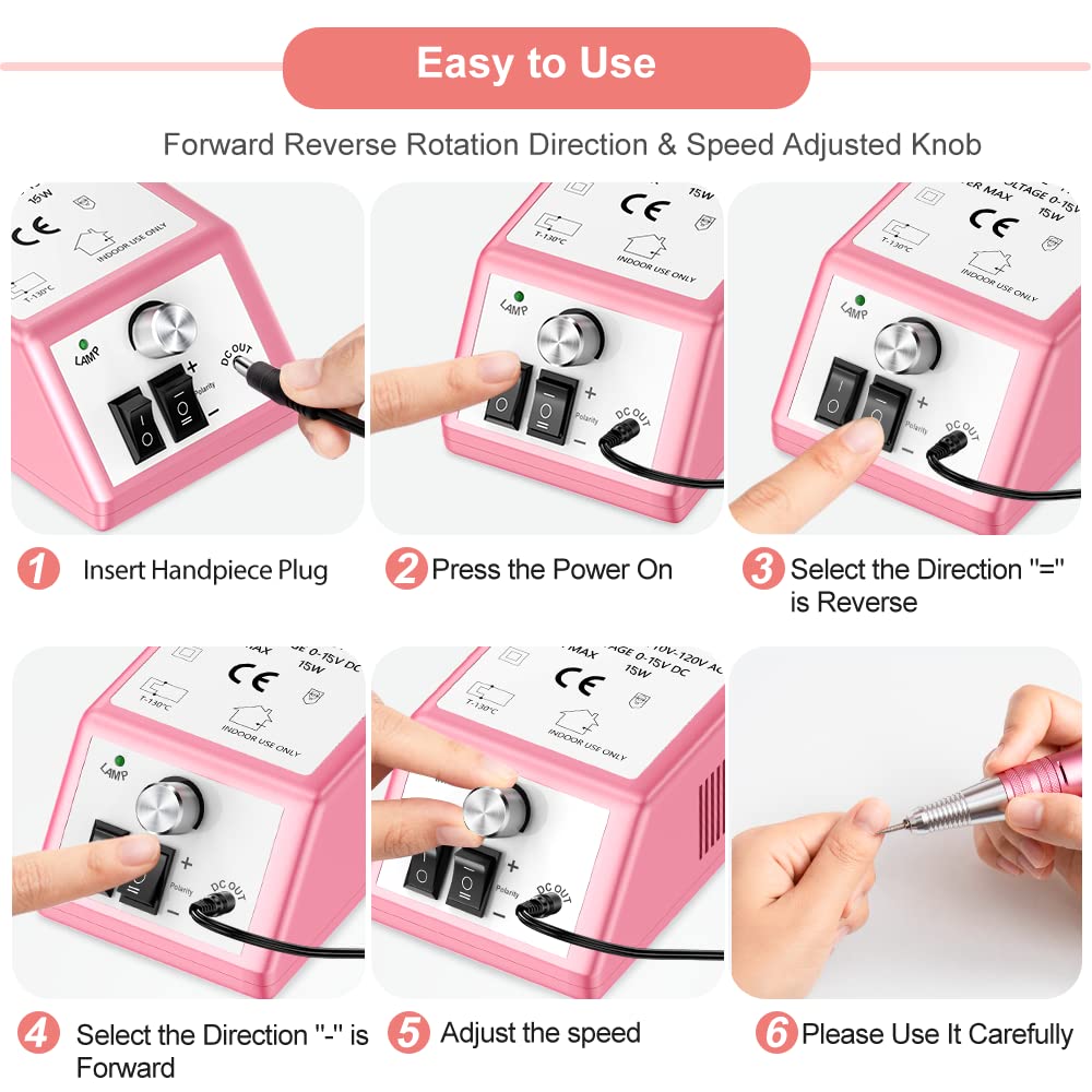 Professional Nail Drill Machine 30000 RPM Efile Electric Nail Filer Kit for Finger Toe Nails, Acrylic Gel Nails, Manicure Pedicure Drill with 6Pcs Beauty & Personal Care alle's