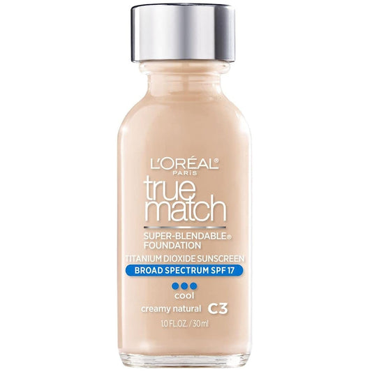 L’Oréal Paris Makeup True Match Super-Blendable Liquid Foundation, Creamy Natural C3, 1 Fl Oz,1 Count
