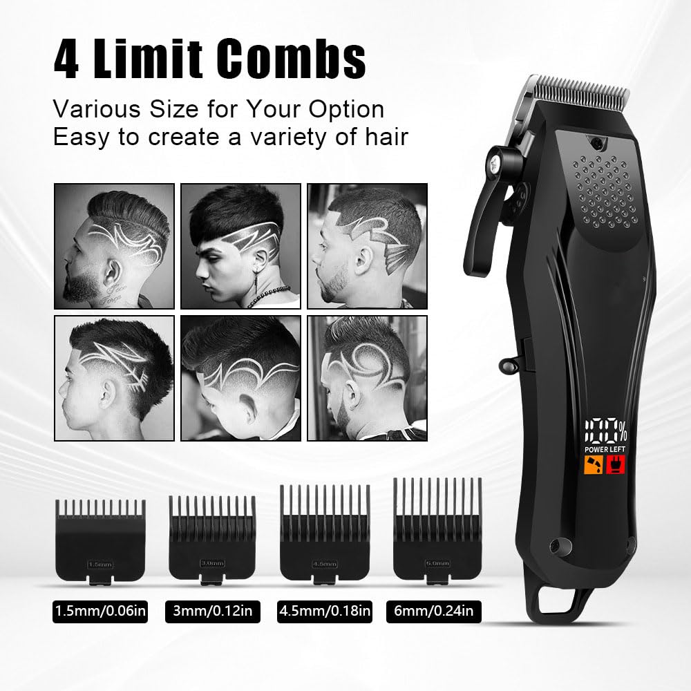 KNPSJJRHF Hair Clippers for Men, Professional Cordless Cutting Kit with LED Display,4 Limit Combs,Super Quite, Perfect for Women Barber Kid Beauty and Personal Care KNPSJJRHF