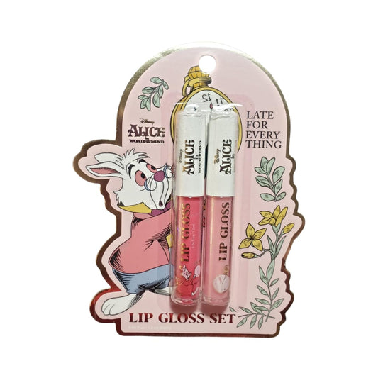 Alice in Wonderland Lip Gloss Set, White Rabbit Themed, 2 Piece Pink Lip Gloss Duo, Shimmer Finish, 0.04 fl oz / 1.2 mL Each Beauty & Personal Care Disney Alice in Wonderland