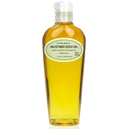 Dr Adorable - 8 oz - Mustard Seed Oil - Unrefined 100% Pure Natural Premium Organic Cold Pressed Beauty & Personal Care Dr Adorable