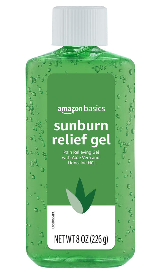 Amazon Basics Sunburn Relief Gel with Aloe Vera, Soothing, Cooling, Itch Relief, 8 oz, (Previously Solimo) (Pack of 2) Beauty and Personal Care Amazon Basics Default Title