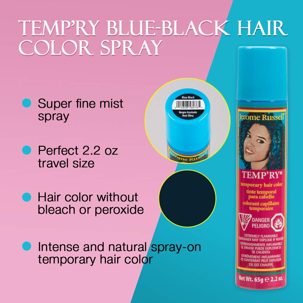 Jerome Russell Temp'Ry Spray-On Blue-Black Hair Color, 2.2Oz X 3 Pack Beauty & Personal Care Jerome Russell