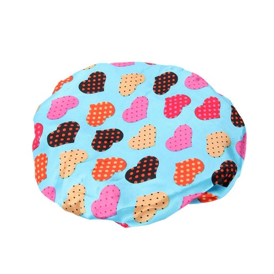 Ruilogod Polyester Heart Pattern Lady Hair Protector Water Resistant Elastic Spa Bathing Shower Cap (id: 6cd d9c 67d 6ae 633 Beauty and Personal Care Ruilogod