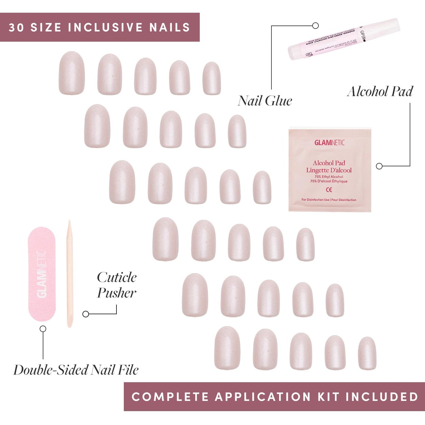 Glamnetic Press On Nails - Pure Intentions | Glossy, Semi-Transparent, Short Round Nails, Salon Quality | 12 Sizes - 30 Nail Kit with Glue Beauty & Personal Care Glamnetic