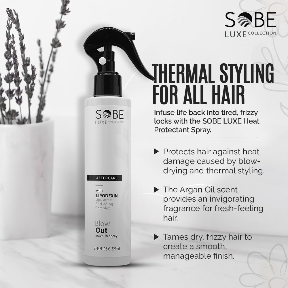 SOBE LUXE COLLECTION Heat Protectant Spray, 8 Fl Oz - Blow Dry, Thermal Styling For All Hair Types, Leaves Hair Shiny, Frizz-Free and Smooth Finish Beauty & Personal Care SOBE LUXE COLLECTION