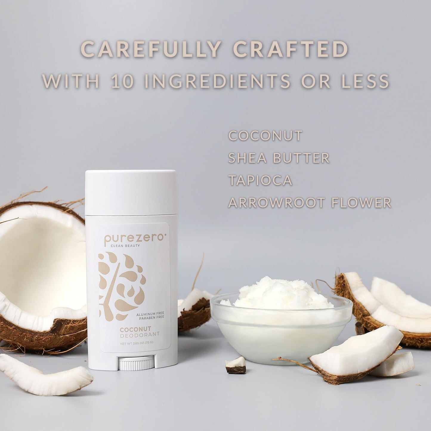 Purezero Deodorant - COCONUT - Aluminum & Paraben Free with Baking Soda and 24-Hour Odor Protection - For Women & Men - Infused with Shea Butter Beauty and Personal Care Purezero