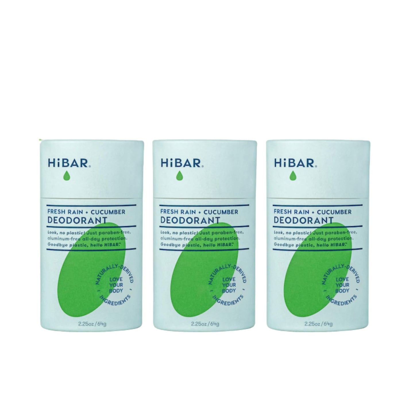 HiBAR - Fresh Rain & Cucumber Plastic Free Deodorant - Natural Deodorant - All-Day Protection - With Sunflower Seed Wax, Rice Bran & Shea Butter Beauty and Personal Care HIBAR