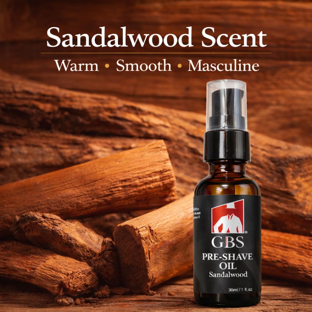G.B.S Pre-Shave Oil for Sensitive Skin, Sandalwood, 1-Oz Beauty and Personal Care G.B.S