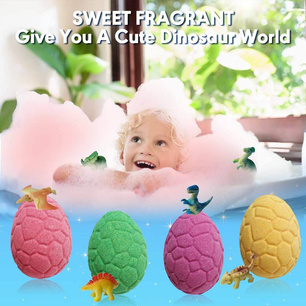 KAV Dinosaur Egg Bath Bombs for Kids - 6pc Fizzy Dino Bath Bomb Gift Set with Surprise Toy Inside - Fun Fizzy Bath Bombs for Boys & Girls, Birthday… Beauty & Personal Care KAV