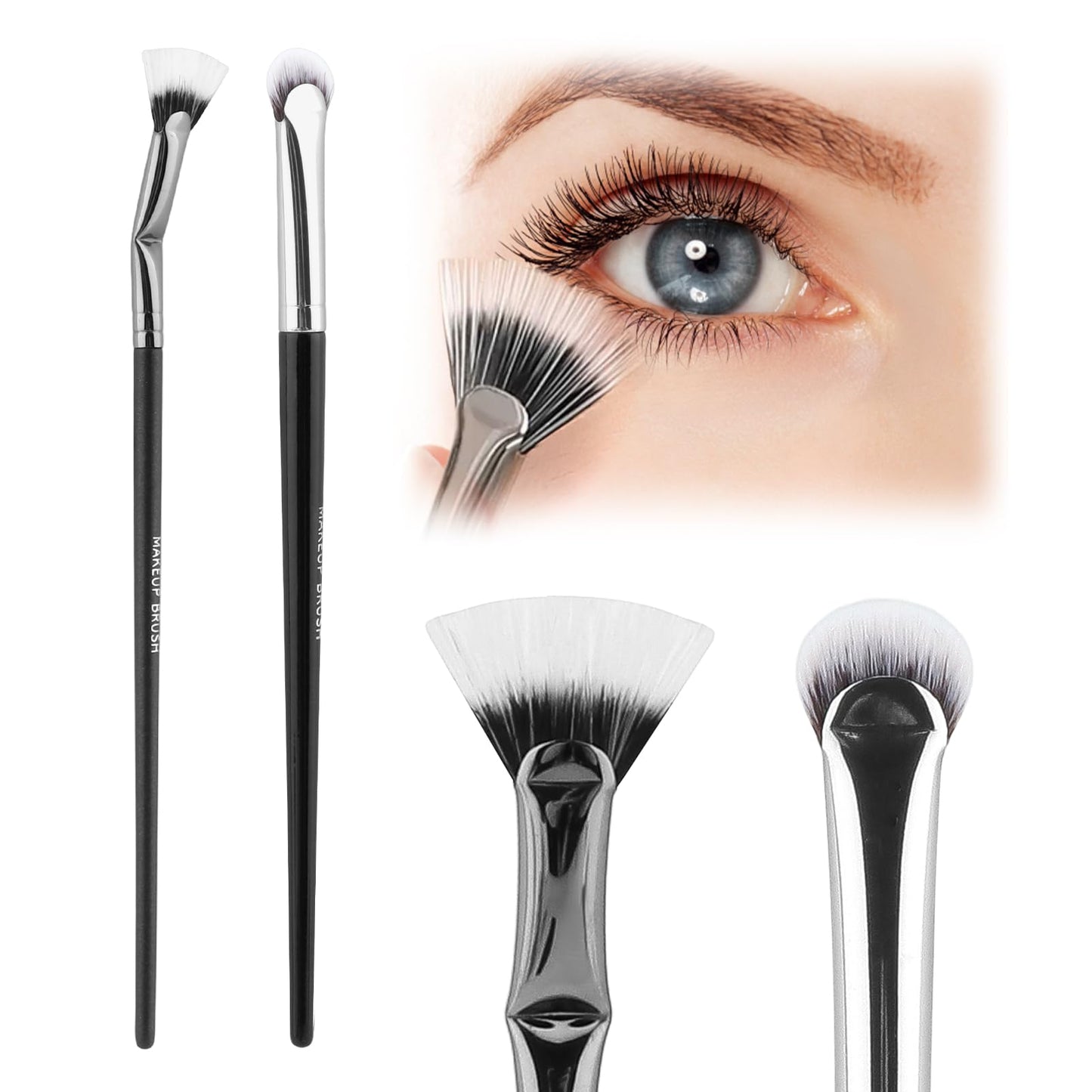 2pcs Multifunctional Folding Angle Scalloped Lash Brush For Women Girls, Compact Home Salon Comb, Separator Eyelash Brush, Angled Fan Shaped Beauty & Personal Care Bibabala