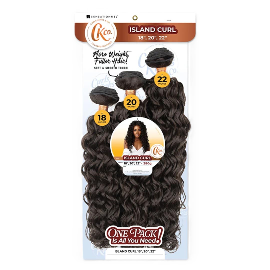 Sensationnel CKCO Synthetic Bundle-Island Curl,18 20 22 inch, S1B/GINGER