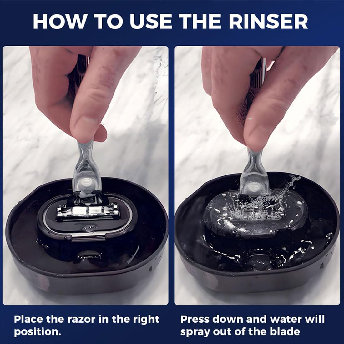 Razor Rinser 2.0, Razor Cleaner Tool, Portable Manual Razor Cleaner, Fits Most Manual Shavers, Fast Rinse, Keep Sink Clean and Clog-Free, Making Beauty and Personal Care Raelvenn