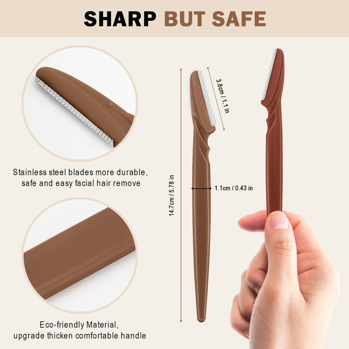 D 6 Pcs Face Razors for Women, Eyebrow Razors and Dermaplane Tool Beauty and Personal Care D