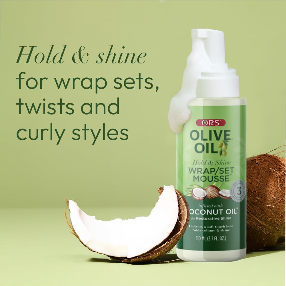 ORS Olive Oil Hold & Shine Wrap Set Mousse Infused with Coconut Oil 3.7 Ounces (Pack of 2) Beauty & Personal Care ORS