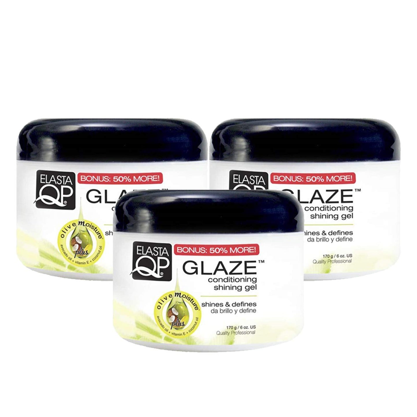 Elasta QP Glaze Maximum Hold Conditioning Shining Gel, 6 Oz, Pack of 3 Beauty & Personal Care ELASTA QP