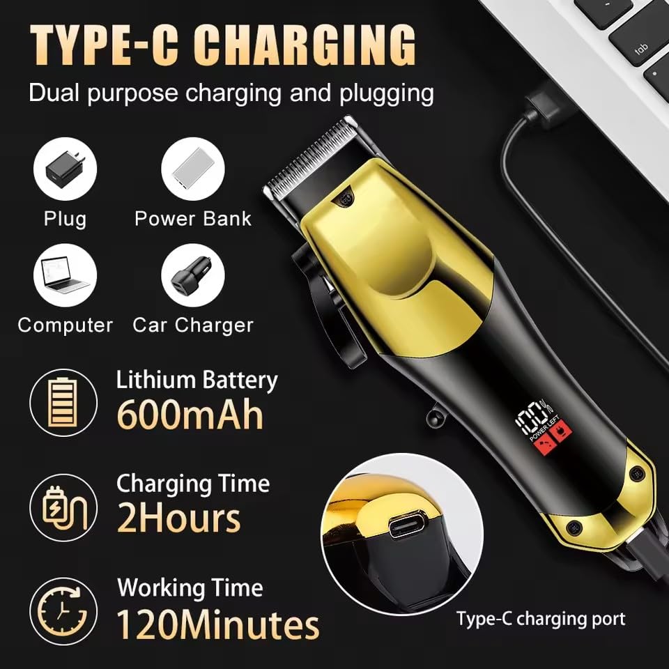 Professional Hair Clippers for Men, Charging Beard Trimmer Shaver Electric Kit, Cordless Barber and Trimmers Set, Cutting, Shaving Machines Beauty and Personal Care QDKVTNDJZ