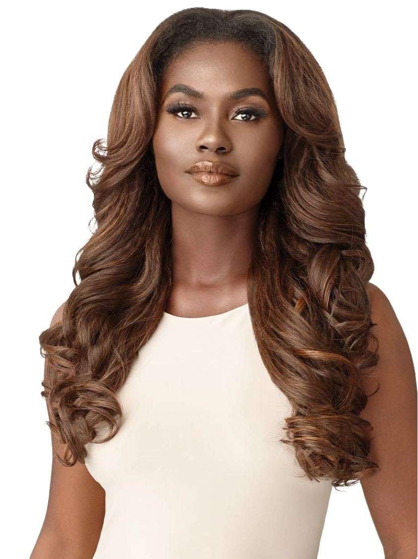 Outre Synthetic Quick Weave Half Wig - NEESHA H304 (Color:DR2/CHOCOLATE SWIRL)