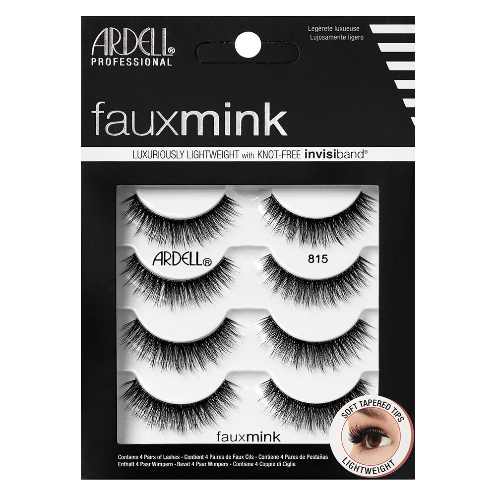 Ardell Faux Mink Lashes 815, Ultra-Soft, Natural Look False Eyelashes, Reusable Strip Lashes, 4 Pairs, 1 Pack Beauty & Personal Care Ardell