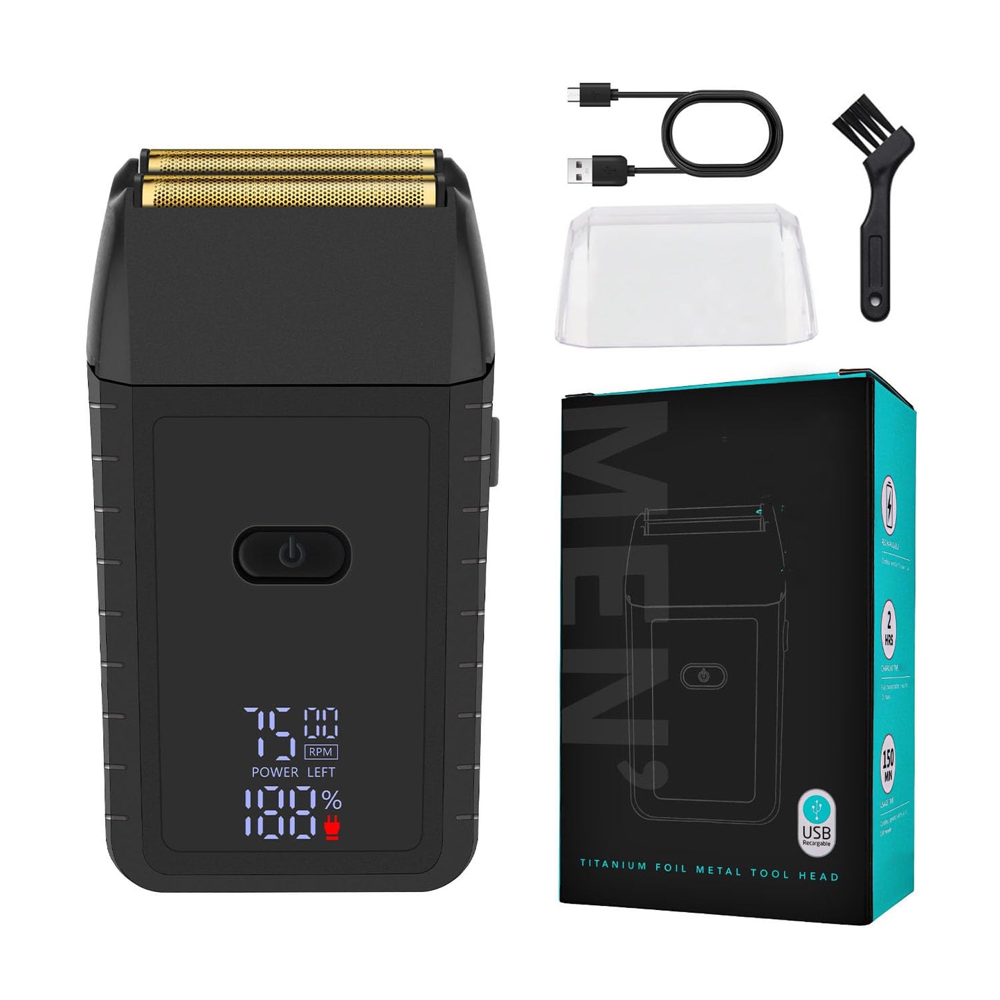 Electric Foil Shavers for Men: Portable Mini Electric Razor for Face - IPX7 Waterproof Cordless Razor with LED Display & Fast Charge - Double Floating Beauty and Personal Care QDKVTNDJZ