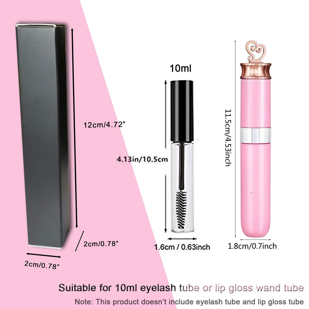 ANZKA 50 Pcs Empty Lip Gloss Box 4.72x0.78x0.78 inch Mascara Tube Packaging Matte Texture Black Lipgloss Kraft Paper Case Glaze Balm Organizer Storage Beauty & Personal Care ANZKA