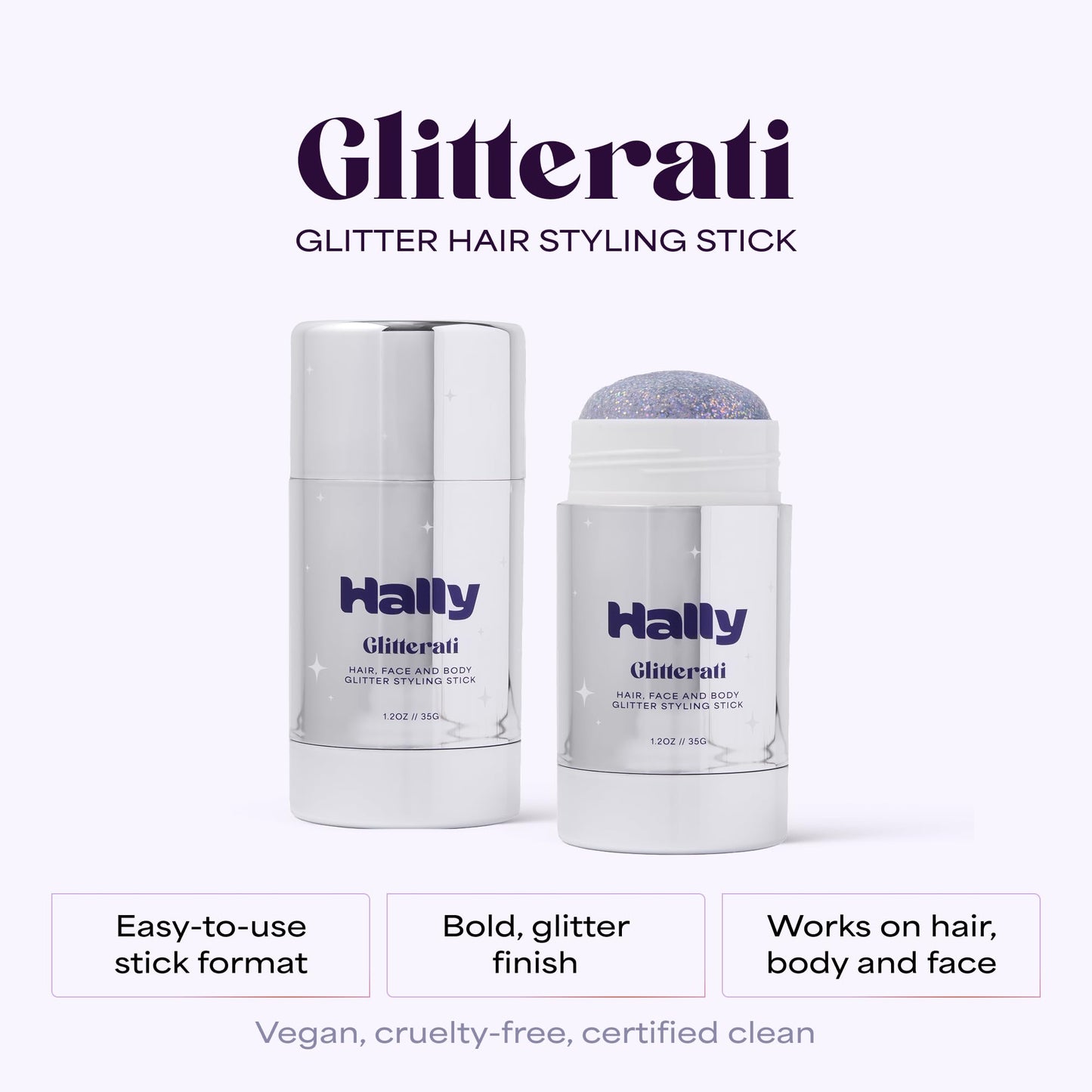 Hally Hair Glitterati & Glitter Shade Stix Combo - Temporary Glitter Hair Color & Accessories Styling Kit - Twist Up Stix + Washable Shimmer Styling Beauty & Personal Care Hally Hair