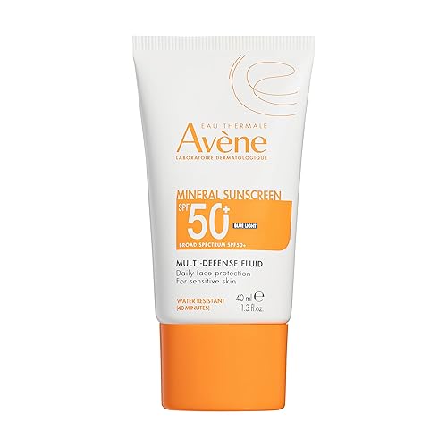 Avène Mineral Sunscreen Multi-Defense Fluid SPF 50+, Clean Formula Sunscreen for Sensitive Skin, Sheer, Water Resistant, Non-Whitening, Antioxidant Beauty & Personal Care Avène