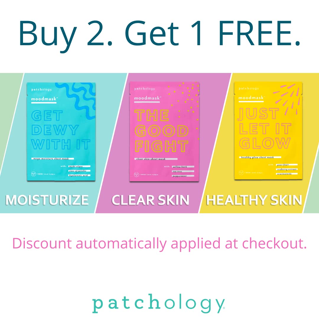 Patchology Moodmask Just Let It Glow Face Sheet Mask for Women & Men - Hydrating Facial Sheet Mask for Scarring, Clear & Healthy Skin w/Pear Fruit Beauty & Personal Care Patchology