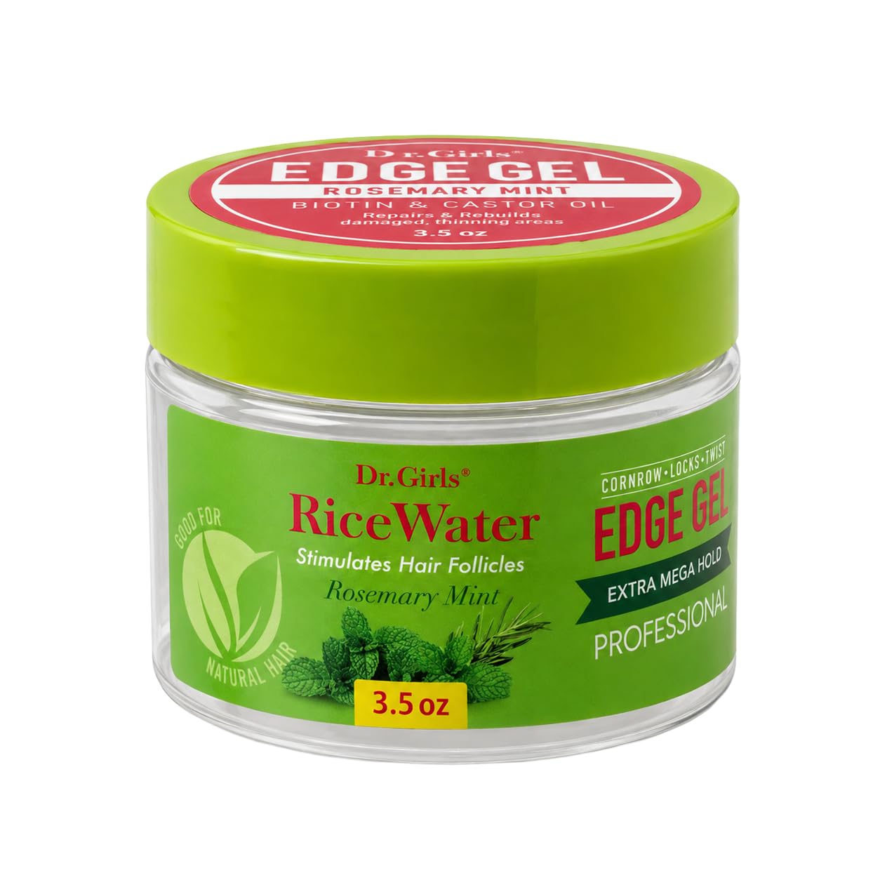 R&B Collection Dr. Girls Rice Water Edge Gel - No Flaking, Extra Mega Hold for Cornrows, Locs & Twists with Biotin, Castor Oil 3.5oz (Rosemary Mint) Beauty & Personal Care R&B Collection