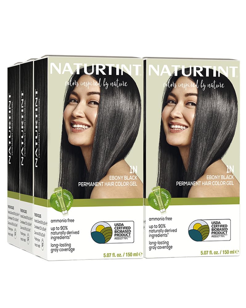 Naturtint 1N Ebony Black Permanent Hair Color (Pack of 6), Ammonia Free, Vegan, Cruelty Free, up to 100% Gray Coverage, Long Lasting Results Beauty & Personal Care Naturtint