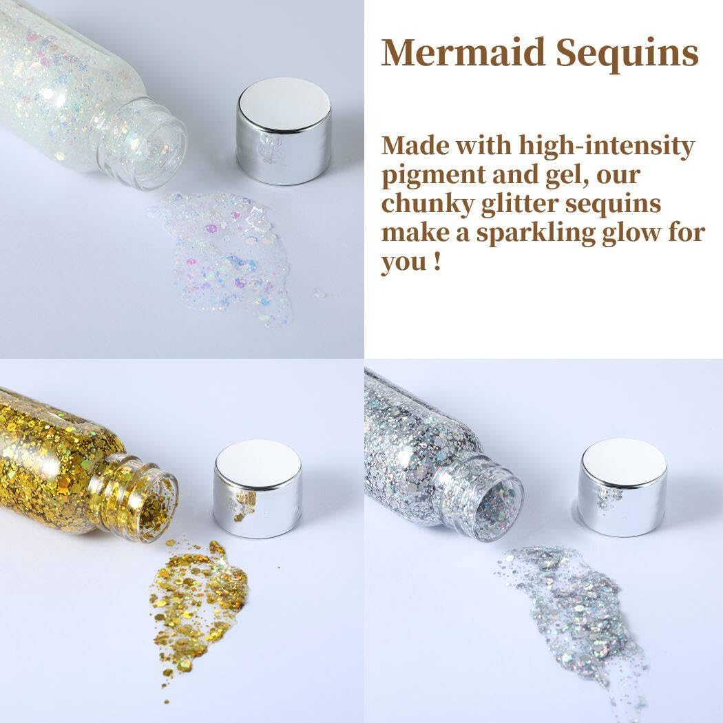 BOSREROY 3 Pack Holographic Glitter Body Gel - Liquid Sequin Sparkle for Festive Occasions Beauty & Personal Care BOSREROY