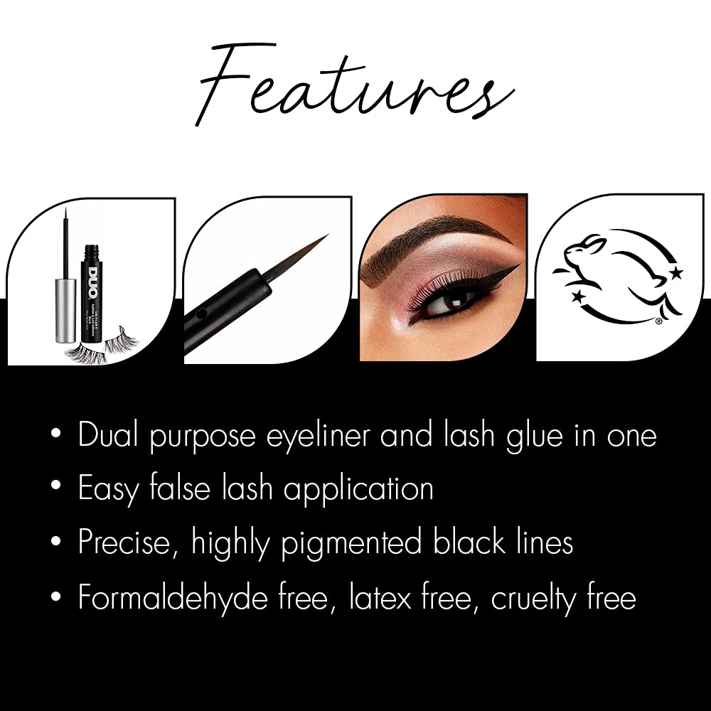 DUO Line It Lash It Lash Glue Liner - Black, 2-in-1 Eyeliner & Eyelash Adhesive for Strip & Cluster Lashes, 0.12 oz