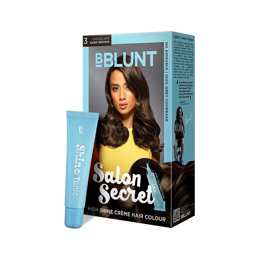SPEC BBLUNT Salon Secret High Shine Creme Hair Colour, Chocolate Dark Brown 3, 100g with Shine Tonic, 8ml, No Ammonia Beauty & Personal Care SPEC
