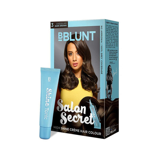 SPEC BBLUNT Salon Secret High Shine Creme Hair Colour, Chocolate Dark Brown 3, 100g with Shine Tonic, 8ml, No Ammonia Beauty & Personal Care SPEC