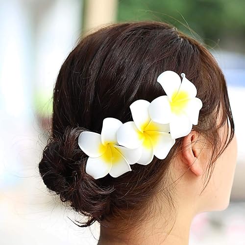Zoestar Hawaii Flower Hair Clip Plumeria 3pcs Beach Hair Accessory for Women Beauty & Personal Care Zoestar