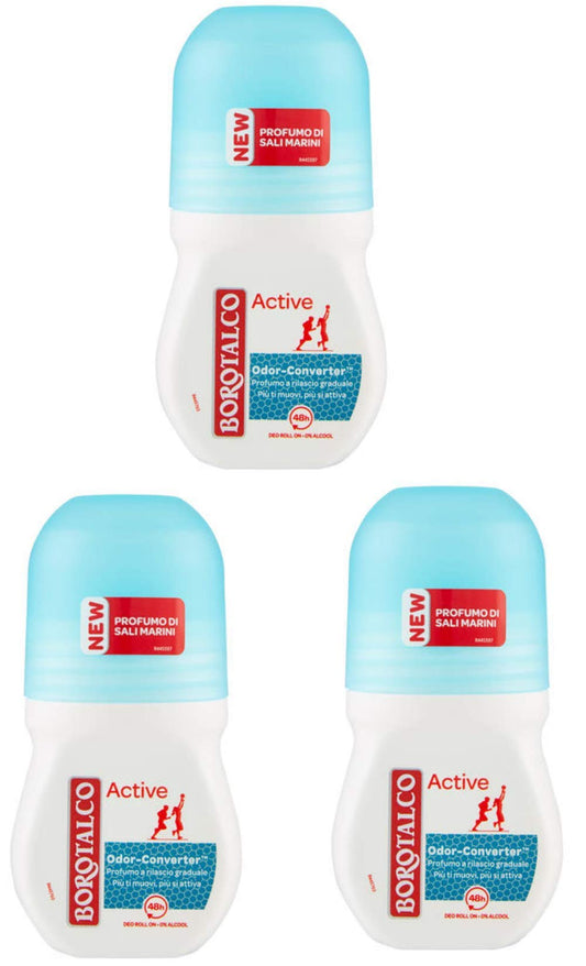 Borotalco: Deo Roll On"active mineral salt" 50 ml (1.69 fl.oz), pack of 3 Beauty and Personal Care Borotalco