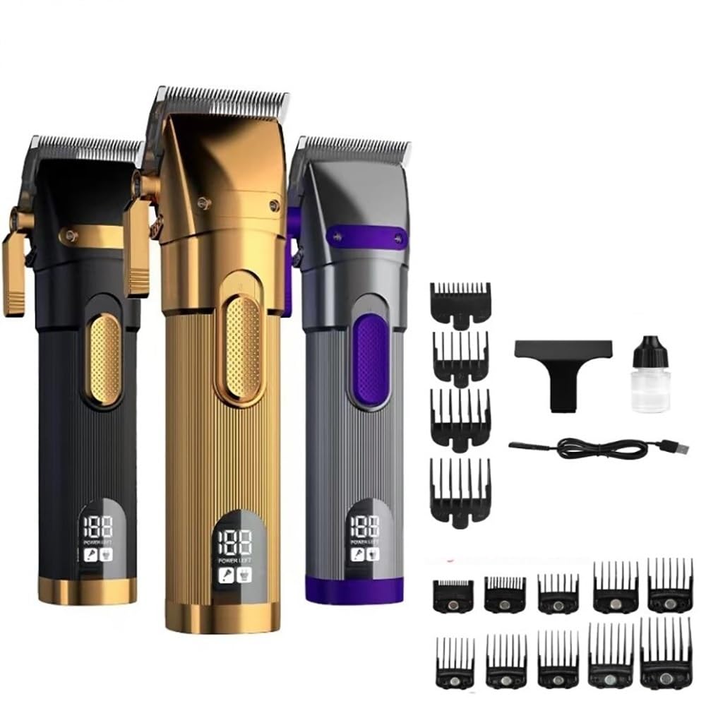 GLESVOWIO Hair Cutting Tool Oil Head Professional Clipper Electric Push Scissor LCD Adjustable Knife Distance Trimmer for Men Haircut Machine(Gold) Beauty and Personal Care GLESVOWIO