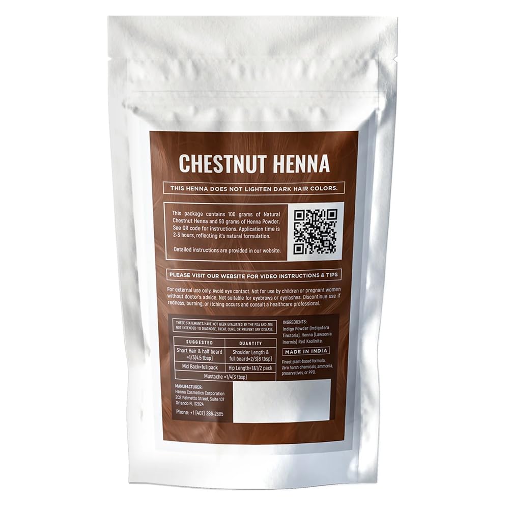 Henna Cosmetics Cypri Natural Henna Hair Color Dye, 100% Pure Henna Powder for Hair Growth Organic (Chestnut, 100 Gr + Free 50 Gr.) Beauty & Personal Care HENNA COSMETICS CYPRI