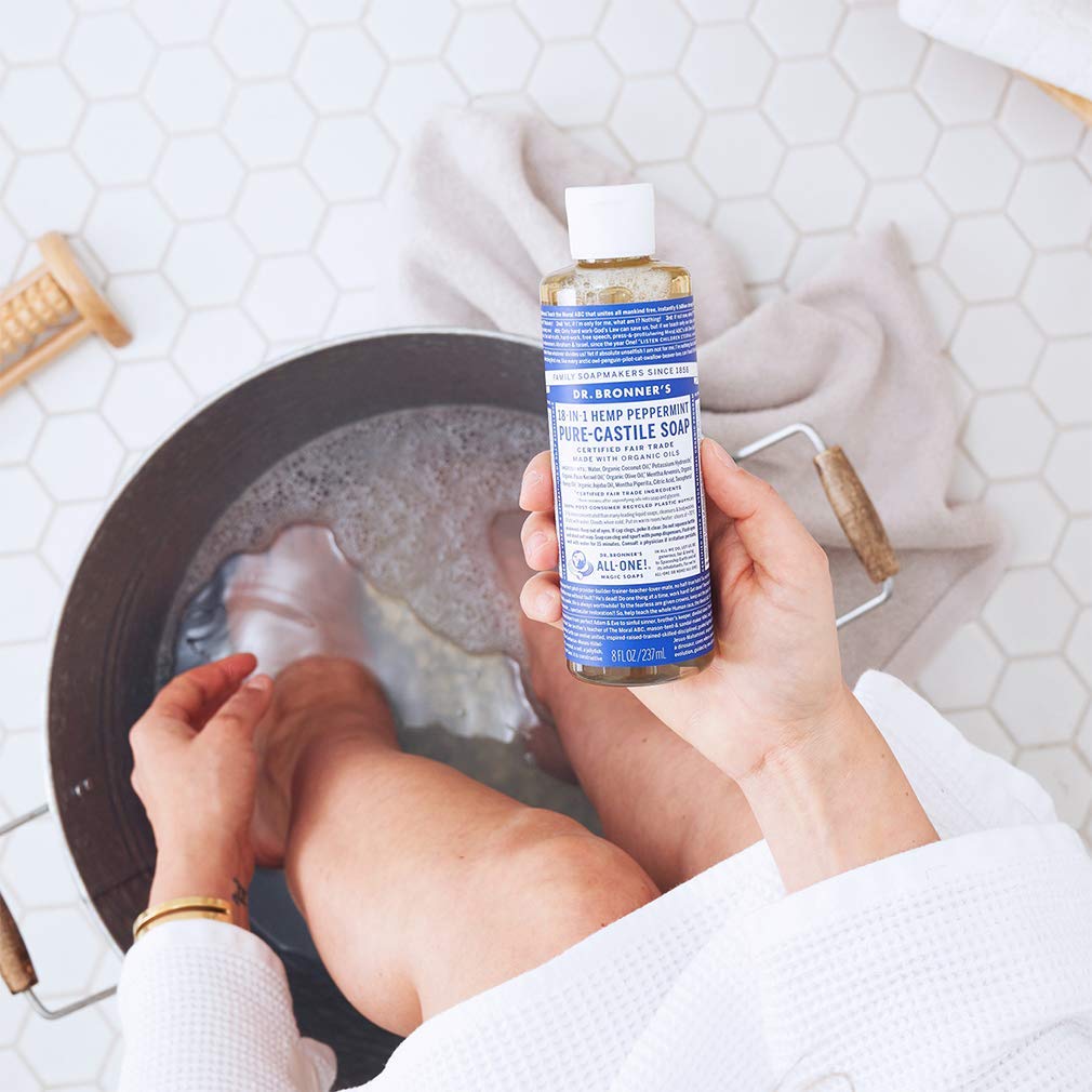 Dr. Bronner's - Pure-Castile Liquid Soap (8 oz Variety Pack) Peppermint, Lavender, Almond & Baby Unscented - Made with Organic Oils, 18-in-1 Uses Beauty & Personal Care Dr. Bronner's