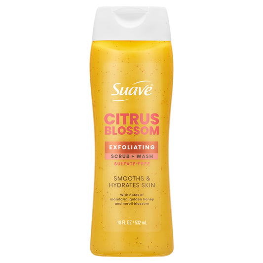 Suave Citrus Blossom Exfoliating Body Wash & Scrub with Glycerin & Vitamin E, Sulfate-Free Hydrating Cleanser for Soft, Smooth Skin, 18 FL OZ Beauty & Personal Care Suave