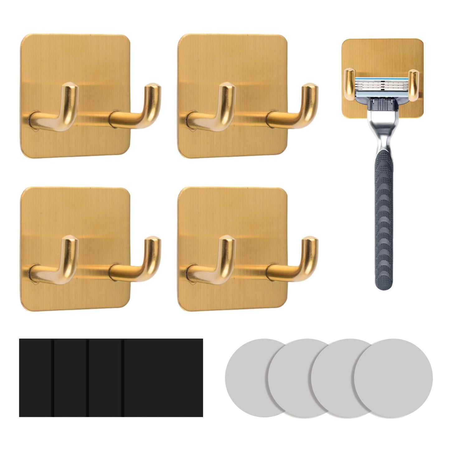 UFURMATE Magnetic Shaving Razor Holder 4Pcs Stainless Steel Shaver Hook Adhesive Hanger Stand Heavy Duty Utility Storage Hook for Razor Towel Shower Beauty and Personal Care UFURMATE