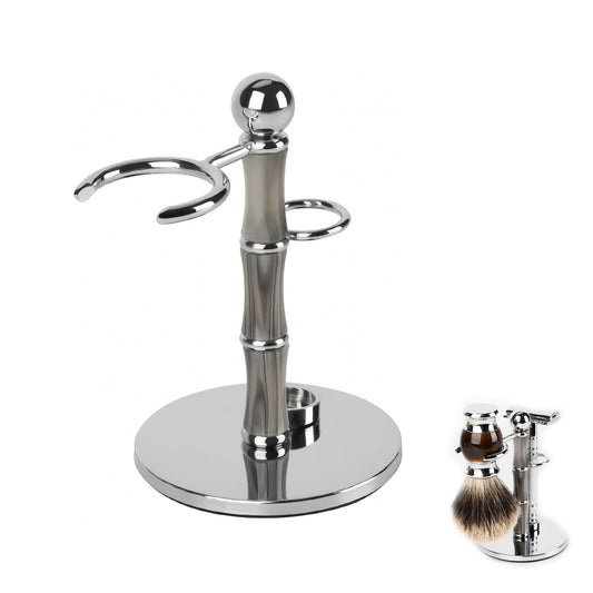 Linkidea Stainless Steel Razor Stand and Brush Holder with Non-Slip Base, Creative Bamboo Style Safety Shaver Organizer Compatible with Vikings Blade Beauty and Personal Care Linkidea